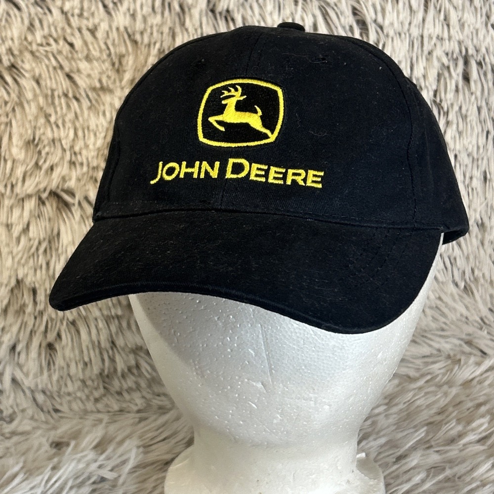 John Deere Logo Baseball Cap Black Yellow Farmer Ag Chore Dad Hat Adjustable OS‎